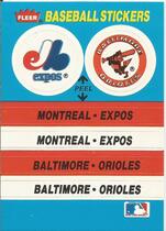 1987 Fleer Stickers 2 on 1 Team Logo Back #NNO Baltimore Orioles|Montreal Expos