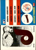 1987 Fleer Stickers 2 on 1 Team Logo Back #NNO New York Yankees|San Diego Padres