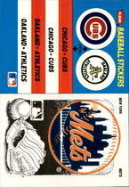 1987 Fleer Stickers 2 on 1 Team Logo Back #NNO Chicago Cubs|Oakland Athletics