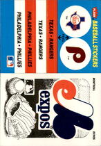 1987 Fleer Stickers 2 on 1 Team Logo Back #NNO Philadelphia Phillies|Texas Rangers