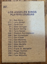 1974 O-Pee-Chee OPC NHL #287 Los Angeles Kings