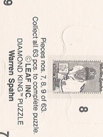 1989 Donruss Warren Spahn Puzzle #7-9 Warren Spahn