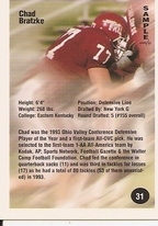 1994 Superior Rookies Samples #31 Chad Bratzke