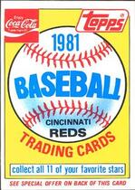 1981 Topps Coca-Cola Team Sets #NNO Reds Ad Card