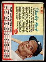 1962 Post Base Set #102 Charlie Neal