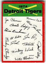 1974 Topps Team Checklists #9 Detroit Tigers