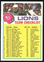 1974 Topps Team Checklists #9 Detroit Lions