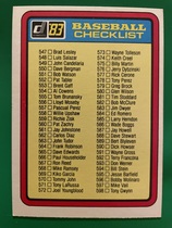 1983 Donruss Base Set #NNO Checklist 547-653