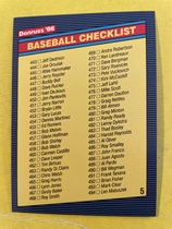 1986 Donruss Base Set #CL5 Checklist 443-546