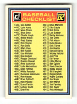 1982 Donruss Base Set #NNO Checklist 443-544