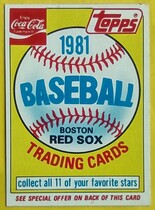 1981 Topps Coca-Cola Team Sets #NNO Red Sox Ad Card