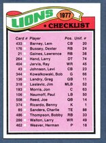 1977 Topps Base Set #209 Lions Checklist