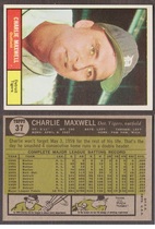 1961 Topps Base Set #37 Charlie Maxwell