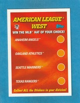 2002 Topps Team Logo Stickers & Cap Offer Cards #NNO American League West