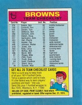 1974 Topps Team Checklists #6 Cleveland Browns
