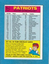 1974 Topps Team Checklists #16 New England Patriot