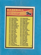 1984 Donruss Base Set #CL1 Checklist 27-130