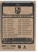 2021 Upper Deck O-Pee-Chee OPC #579 Vegas Golden Knights