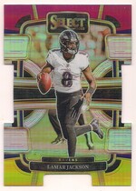 2023 Panini Select Red & Yellow Die-Cut Prizm #7 Lamar Jackson