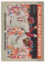 2019 Topps Heritage High Number Combo Cards #CC-2 Bryce Harper|Rhys Hoskins