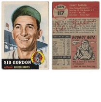 1953 Topps Base Set #117 Sid Gordon