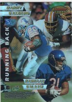 1996 Bowman Best Mirror Refractors #5 Barry Sanders|Rashaan Salaam|Thurman Thomas|Terrell Davis