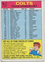 1974 Topps Team Checklists #2 Baltimore Colts