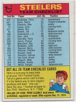 1974 Topps Team Checklists #22 Pittsburgh Steelers