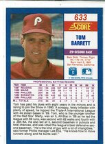 1990 Score Base Set #633 Tom Barrett