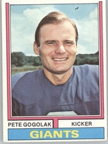 1974 Topps Base Set #310 Pete Gogolak