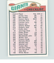 1977 Topps Base Set #218 Giants Checklist