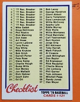 1978 Topps Base Set #74 Checklist