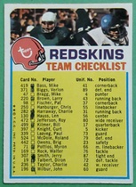 1973 Topps Team Checklists #2 Redskins