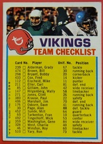 1973 Topps Team Checklists #7 Vikings