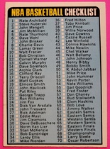 1973 Topps Base Set #121 NBA Checklist 1-176
