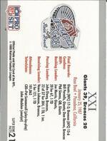 1990 Pro Set Super Bowl 160 #21 Sb Xxi Ticket