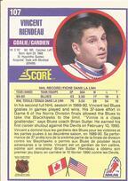 1990 Score Canadian #107 Vincent Riendeau