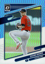 2021 Donruss Optic Carolina Blue & White #185 Shane Bieber