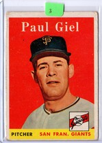 1958 Topps Base Set #308 Paul Giel