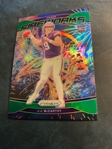 2024 Panini Prizm Fireworks Green Prizm #18 J.J. Mccarthy