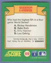 1991 Score World Series Trivia (Green Backs) #69 Q&