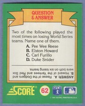 1991 Score World Series Trivia (Green Backs) #62 Q&