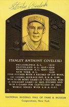 1965 Baseball Hall of Fame Gold Plaque Postcards 1965-2015 #1969 Stan Coveleski
