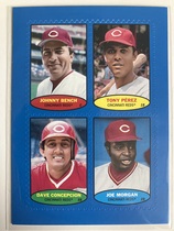 2023 Topps Heritage 1974 Topps Stamps Blue #74BS-13 Dave Concepcion|Joe Morgan|Johnny Bench|Tony Perez