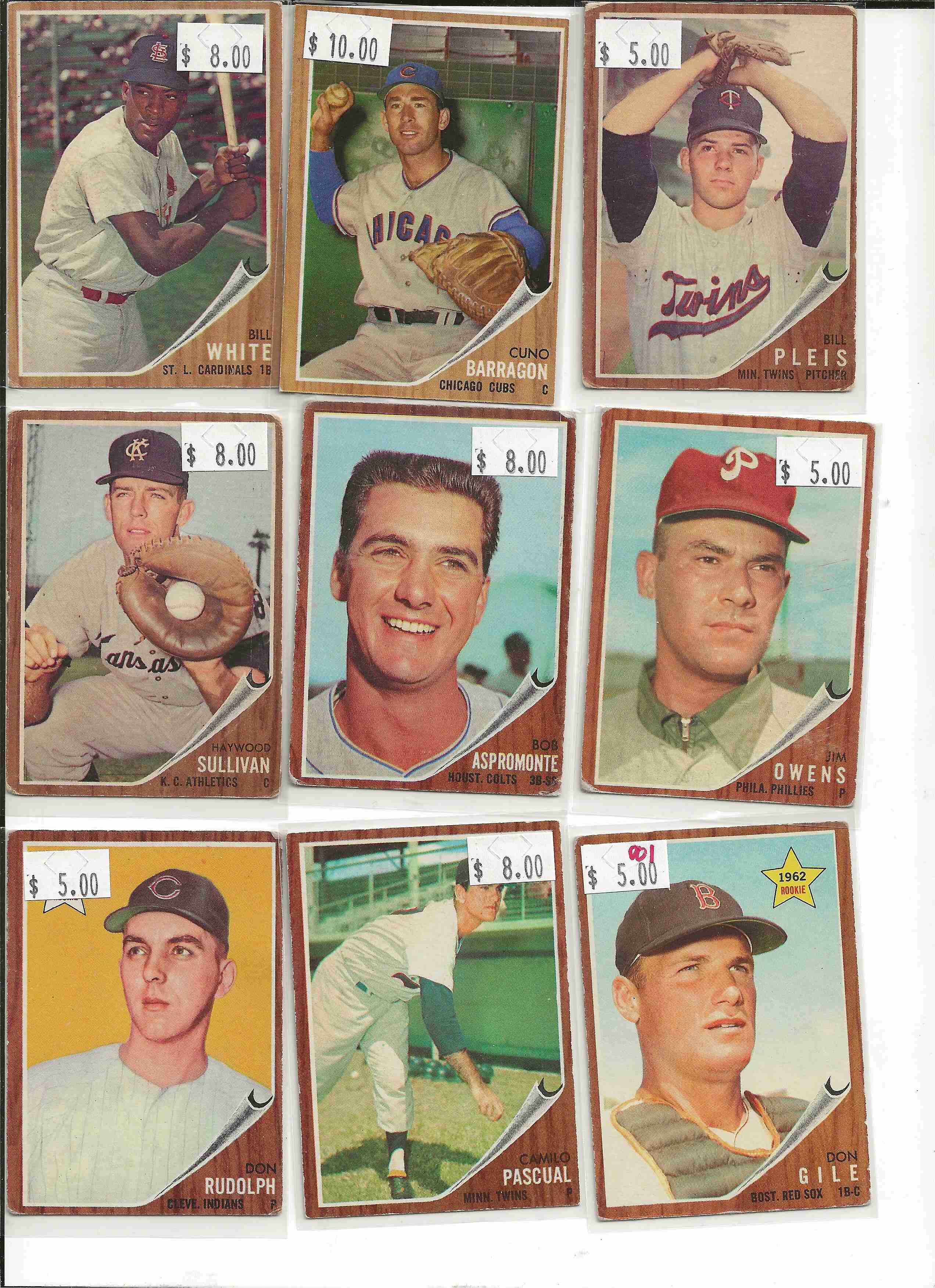 Sportlots Auctions: BB 1962 Topps 26-card lot BV $174.00 range #14-292.